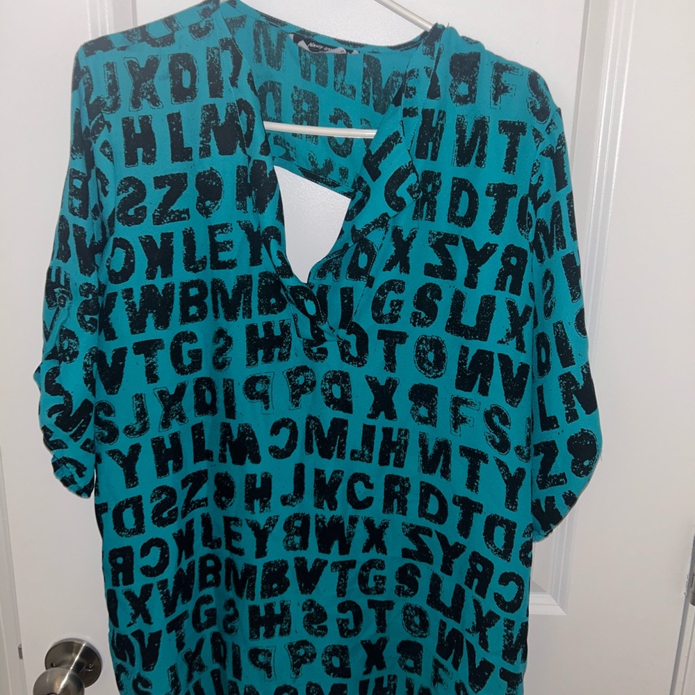 Nasty Gal Blue Graphic Cut Out Blouse